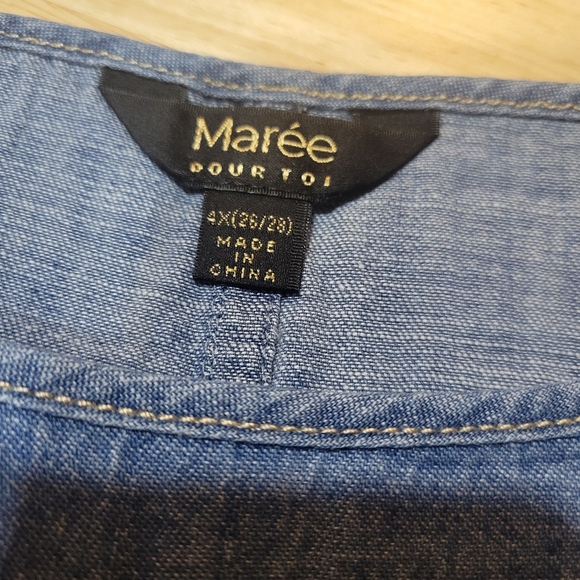 Maree Pour Toi Lightweight Chambray Tunic with Fringe Sz 4X NWT $109 - Picture 3 of 8